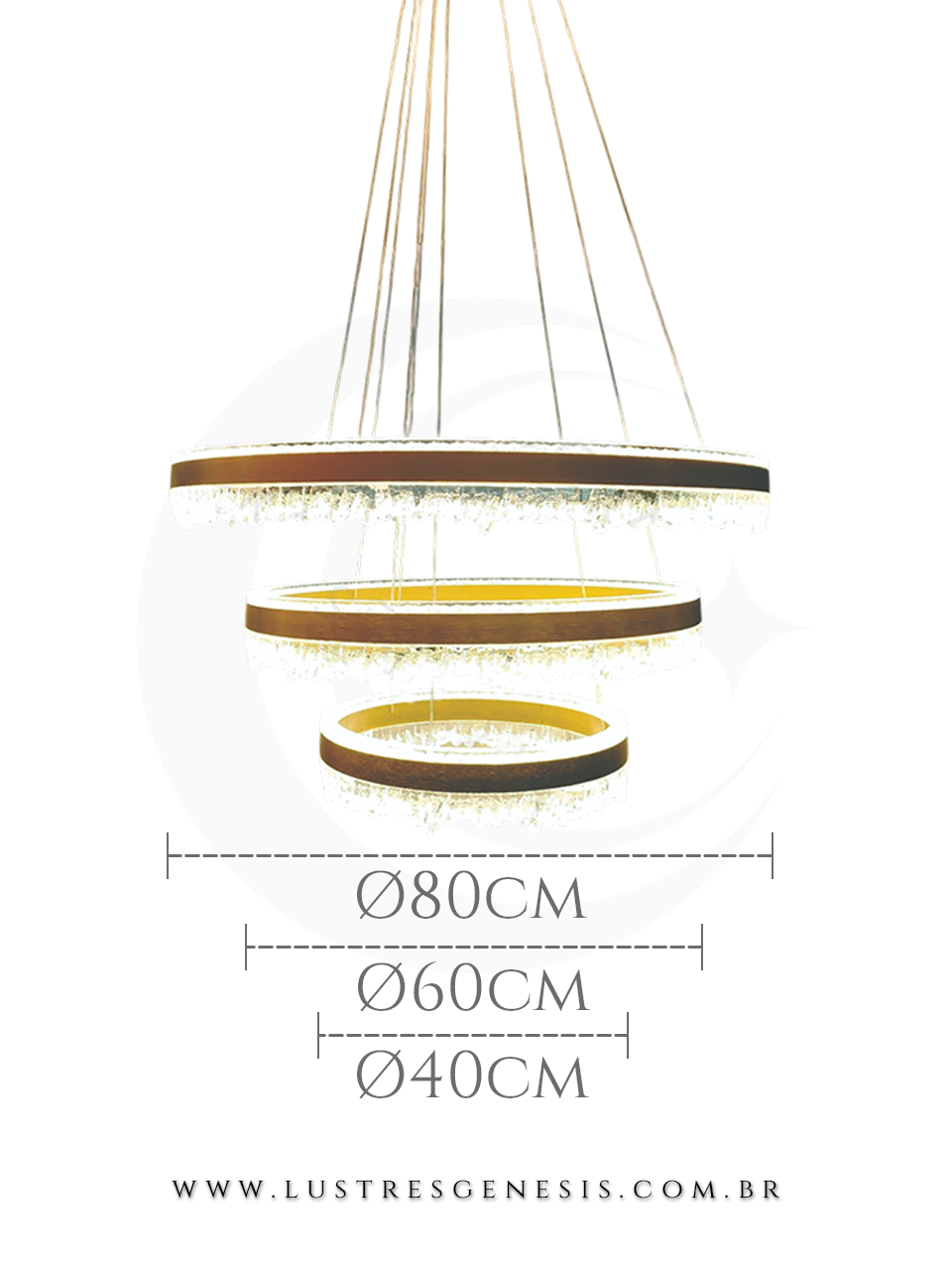 Pendente Moderno LED Acr&iacute;lico QD05459 Dourado Bivolt 228W 3000K &Oslash;40x60x80cm, Sala de Estar P&eacute; Direito Duplo, Escadas, Sal&atilde;o